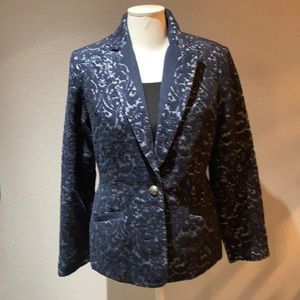 Cabi  jacquard jacket blue silver blazer size 6.